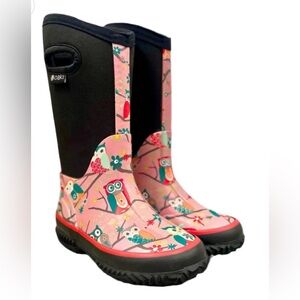 Oaki Kids Neoprene Rain & Snow Boots in Perched Owls SZ. 12 Kids